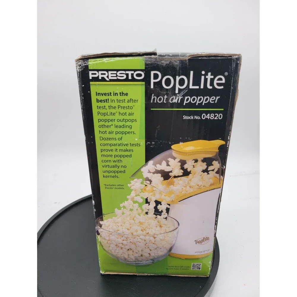 Presto PopLite 04820 Hot Air Popper Electric Popcorn Maker Heart Healthy Snack